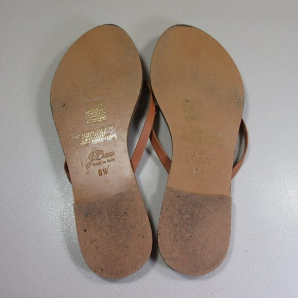 JCREW womens tan leather flat thong Capri sandals 6.5 M Italy ay149 - Picture 6 of 6